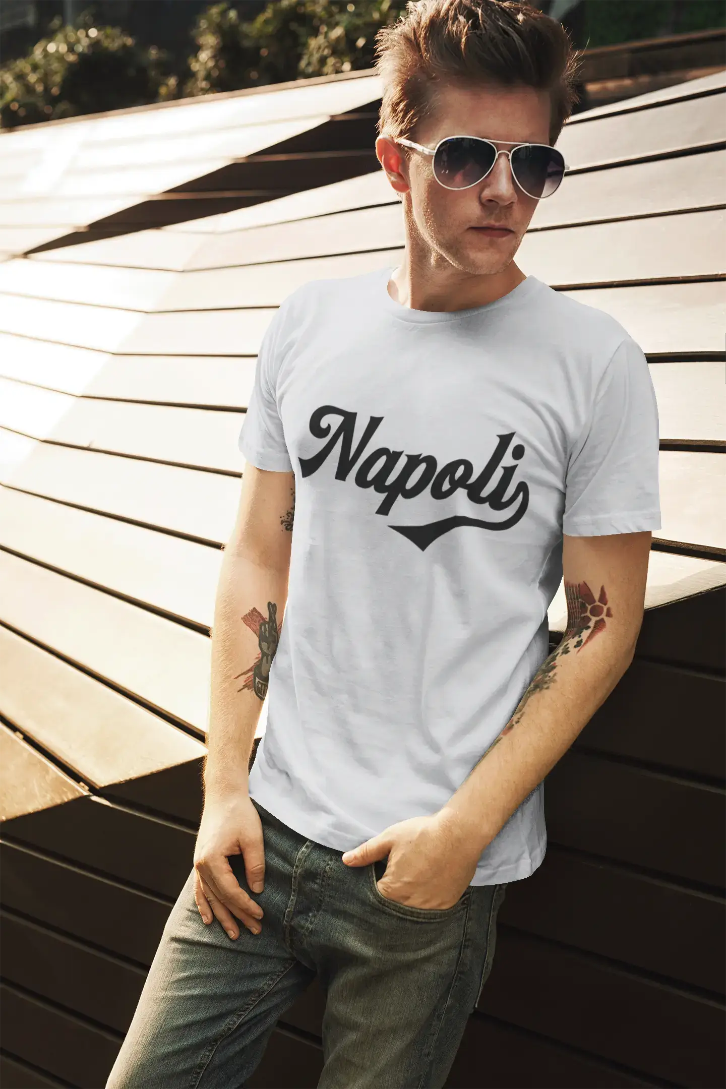 ULTRABASIC - Napoli-T-Shirt <span>für Herren</span> <span>mit</span> <span>Grafikdruck,</span> <span>Marineblau</span>