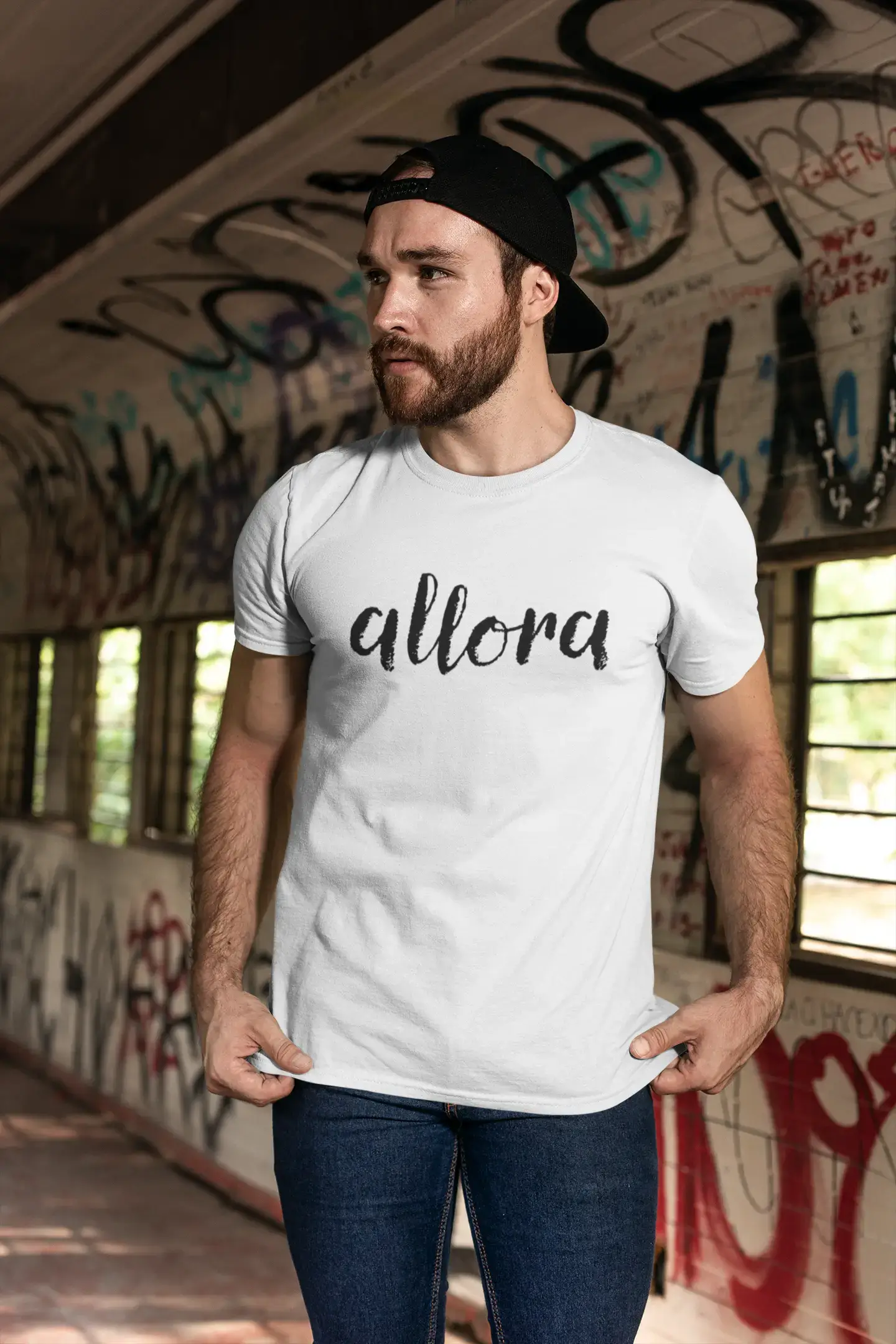 ULTRABASIC – Allora-T-Shirt aus Denim <span>für Herren</span> <span>mit</span> <span>Grafikdruck</span>