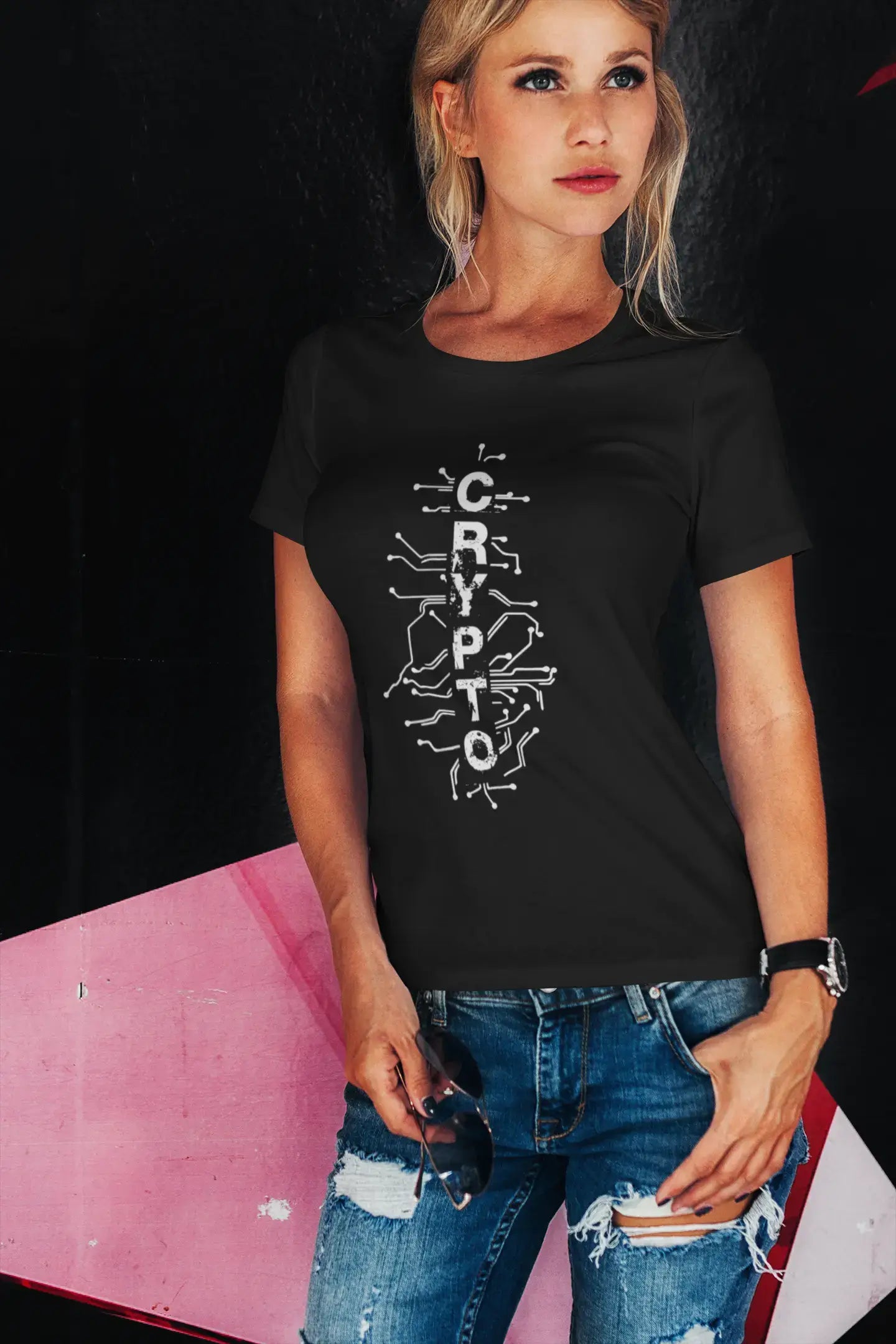 Ultrabasic® Tee-Shirt Femme Manches Courtes Digital Blockchain Crypto Tee Idée Cadeau Traders