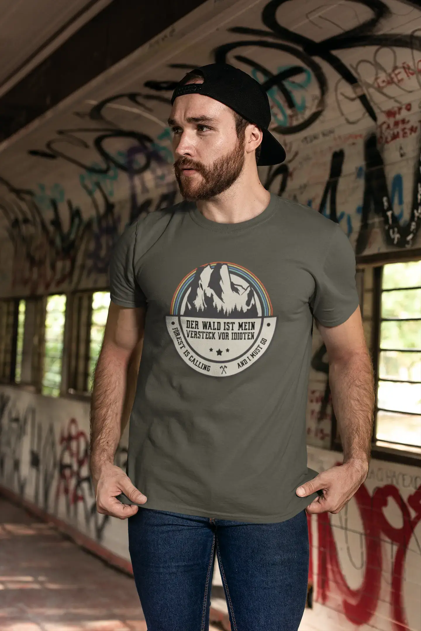 Men's Graphic T-Shirt Der Wald ist Mein Versteck vor Idioten Gift Idea