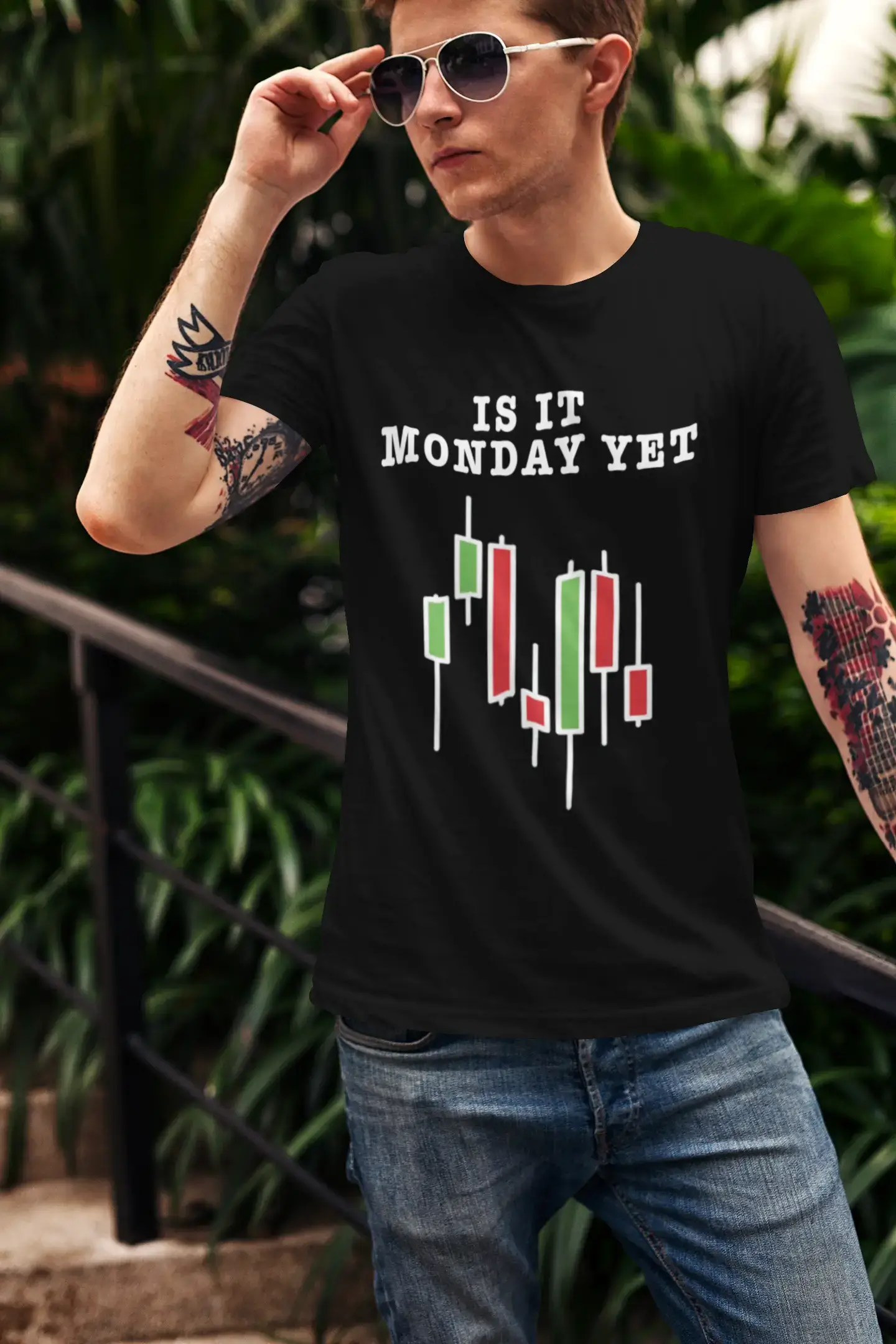 Men’s Graphic T-Shirt Is It Monday Yet Stock Market Traders Aqua Gift Idea