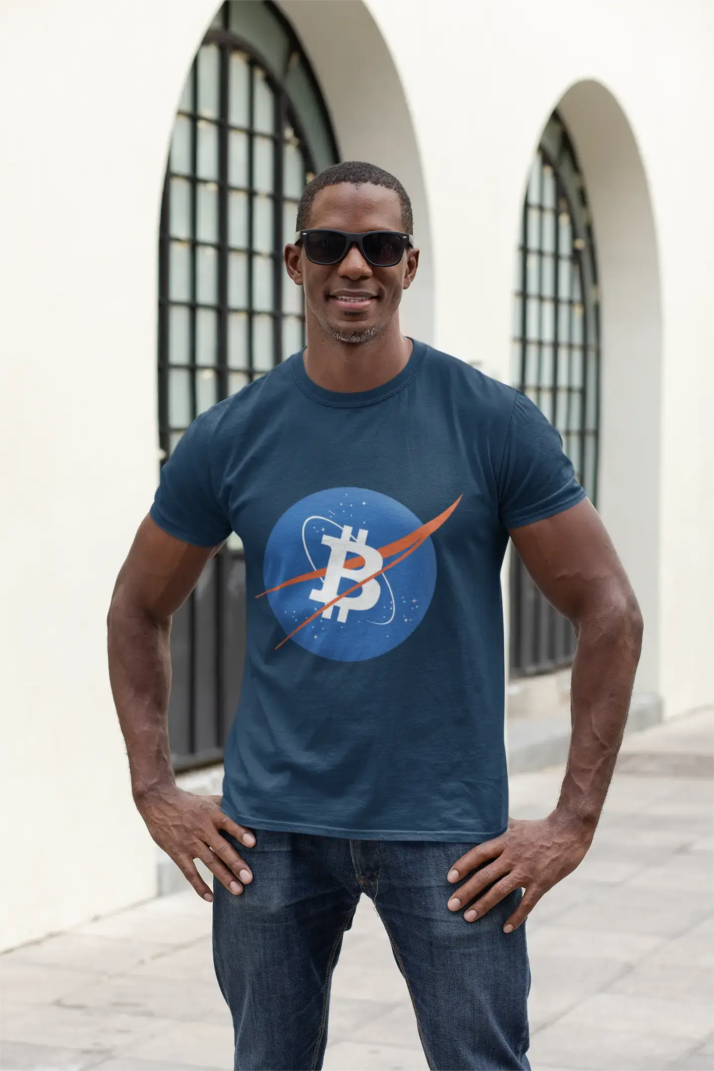 Men’s Graphic T-Shirt Bitcoin BTC NASA Style Vintage White Gift Idea