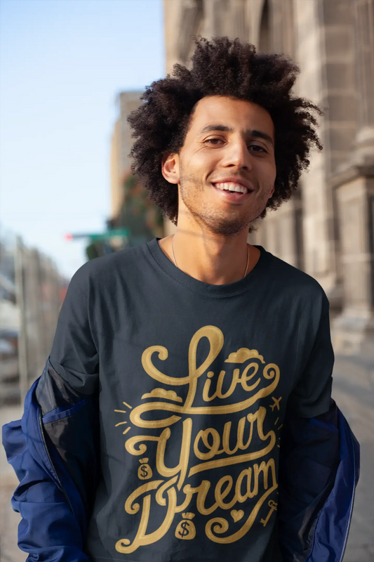 Men's T-Shirt Graphic Tee Shirt Live Your Dreams Short Sleeve Shirt Inspirational Gift