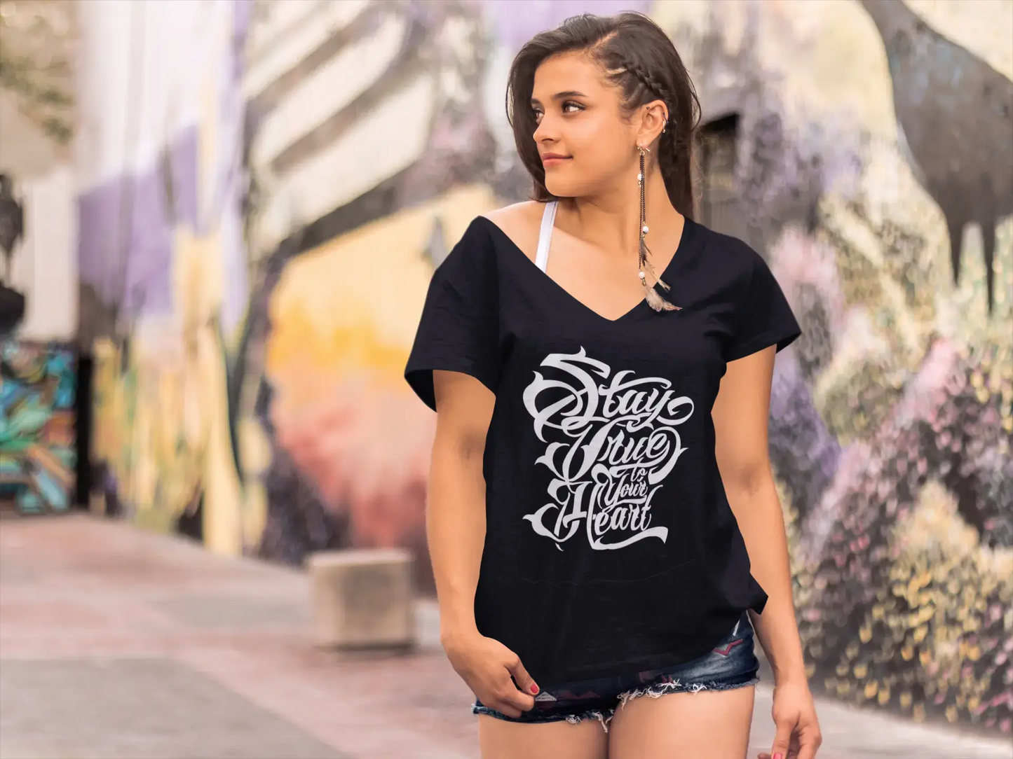 ULTRABASIC Women's T-Shirt Stay True To Your Heart - Inspirational Love Slogan