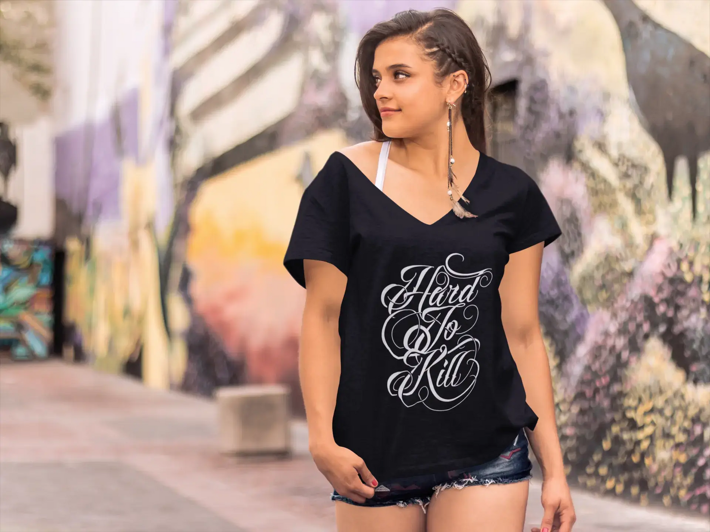ULTRABASIC Women's T-Shirt Hard To Kill - Inspirational Slogan Graphic Tee