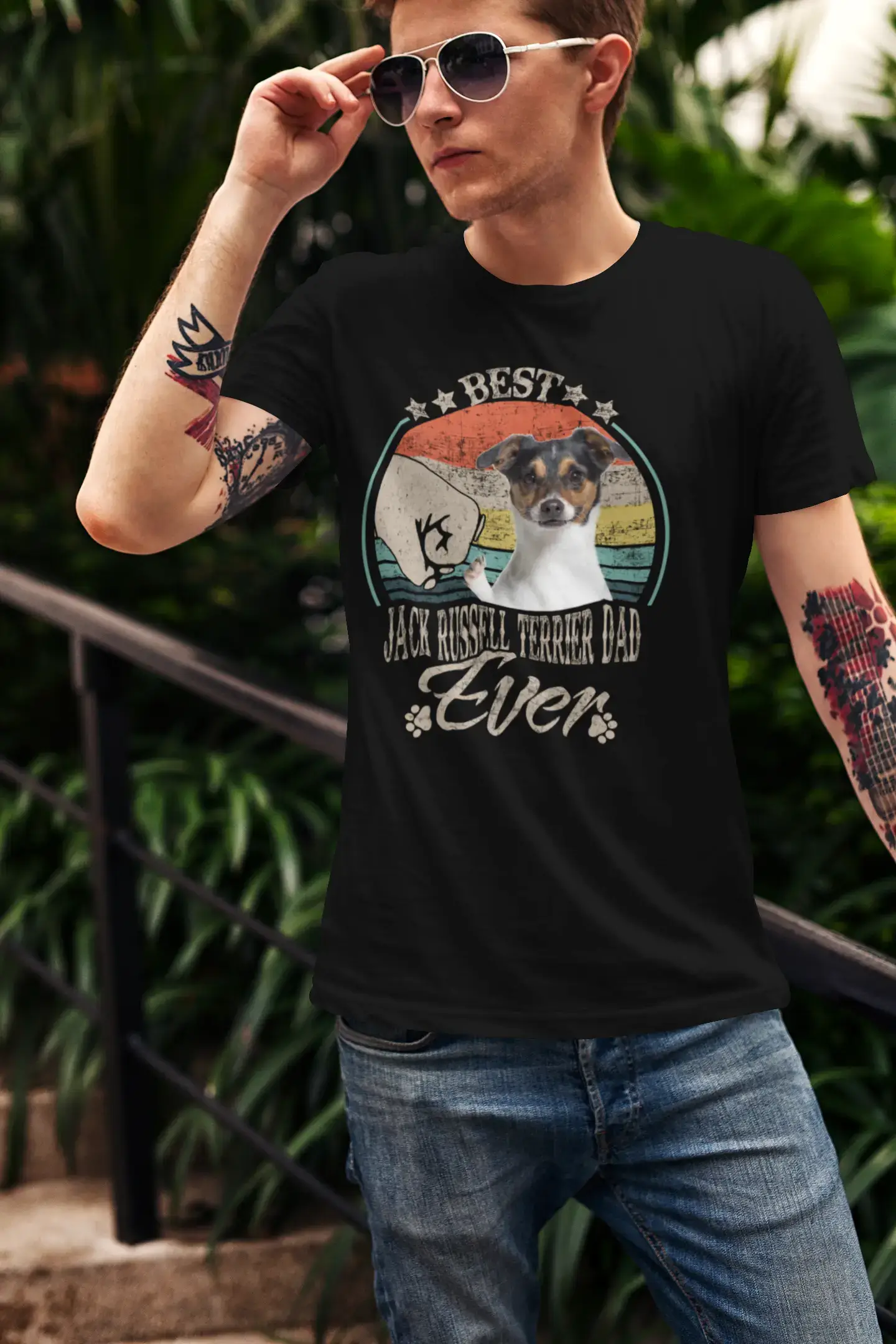 ULTRABASIC Herren-Grafik-T-Shirt „Bester Jack-Russel-Terrier-Vater aller Zeiten – Hundefaust-Shirt“.