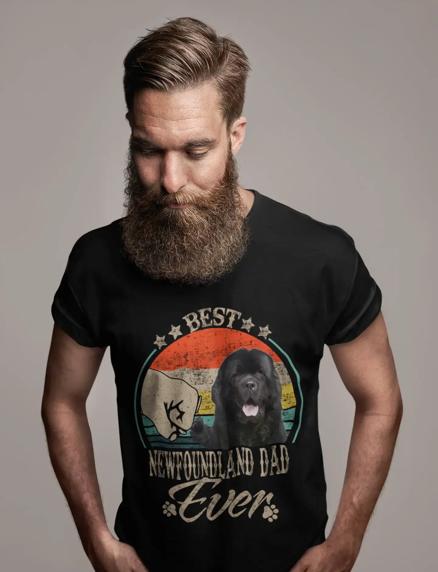 ULTRABASIC Herren-Grafik-T-Shirt Bester Neufundländer-Vater aller Zeiten – Dog Fist Shirt