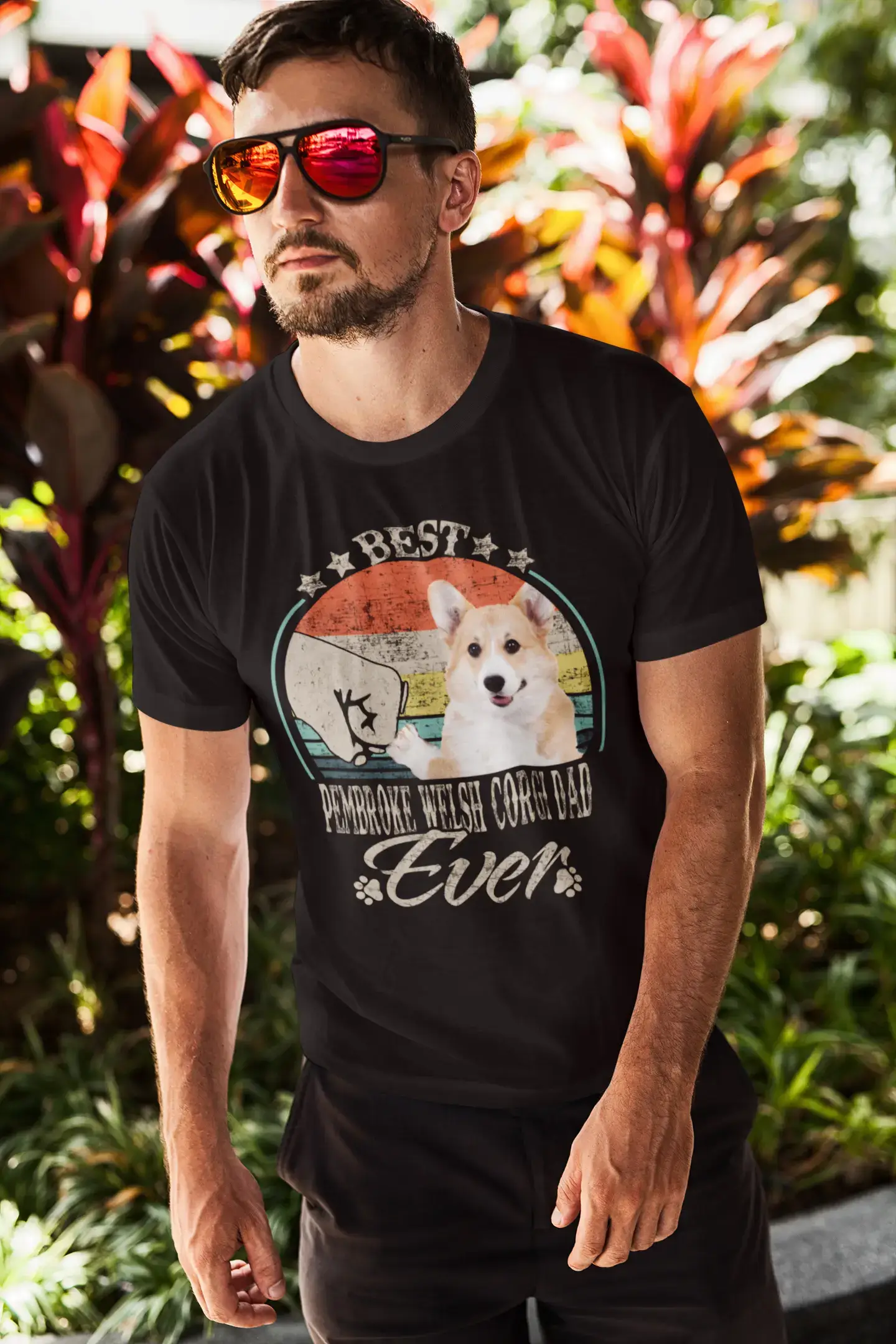 ULTRABASIC Herren-Grafik-T-Shirt Bester walisischer Pembroke-Corgi-Vater aller Zeiten – Hundefaust-Shirt