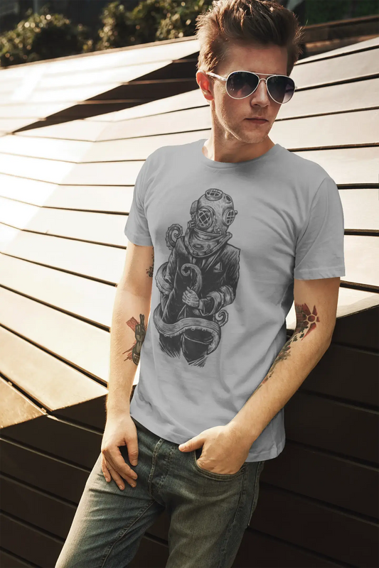 ULTRABASIC Herren Grafik-T-Shirt Geschäftsmann unter Wasser – Oktopus-Sarkasmus-Shirt