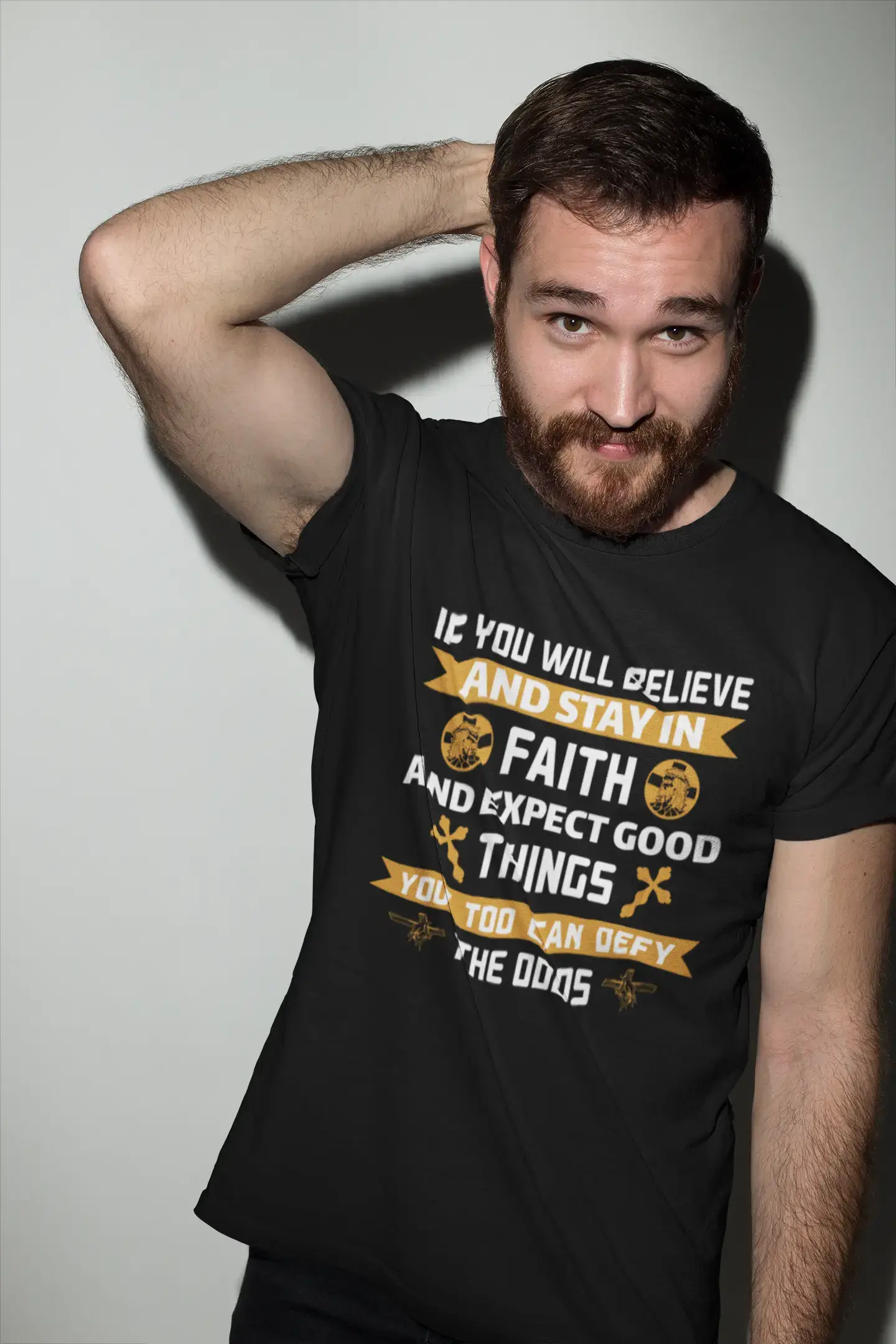 ULTRABASIC Herren-T-Shirt Believe and Stay in Faith – christliches religiöses T-Shirt