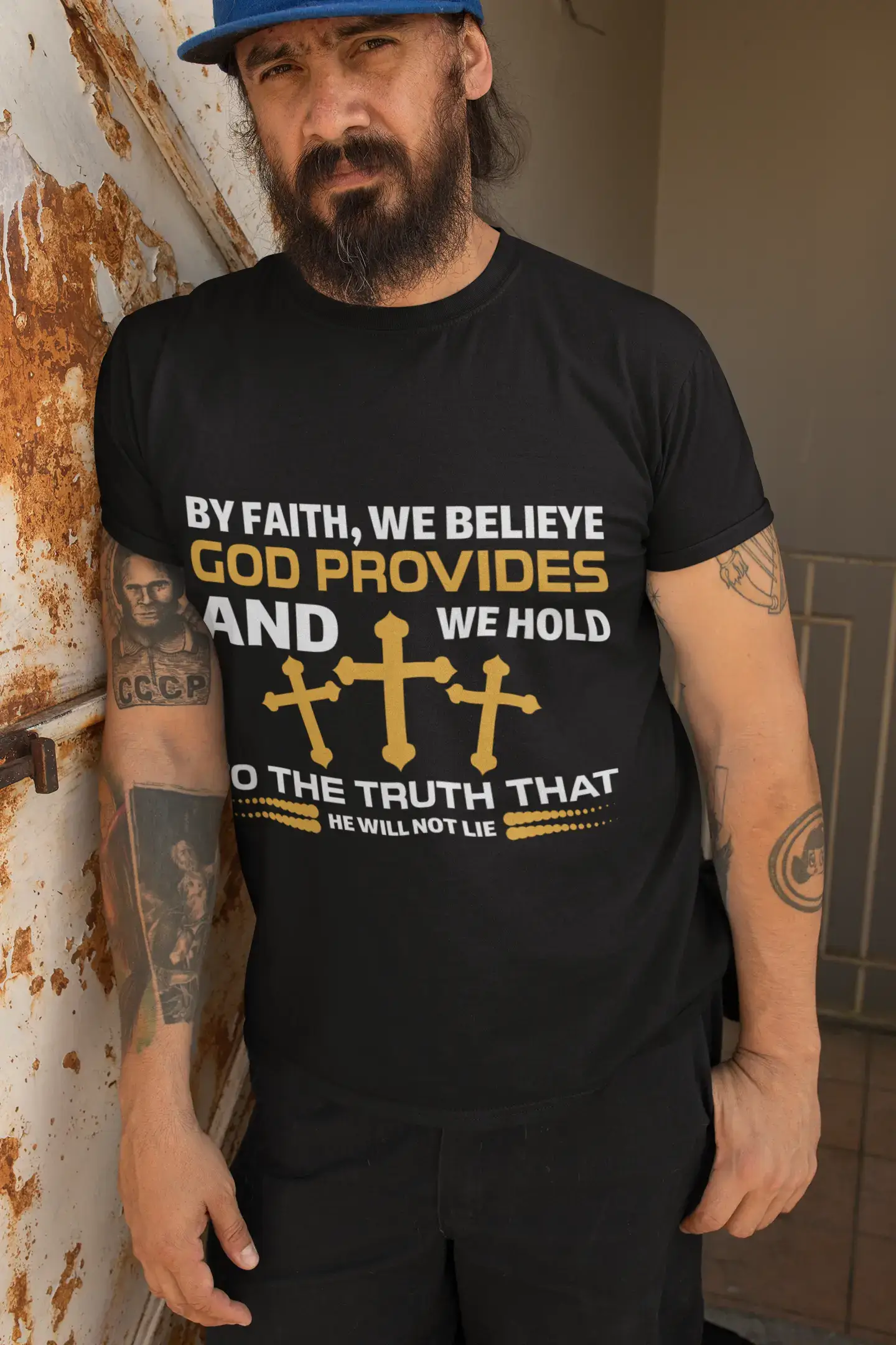 ULTRABASIC Herren-T-Shirt We Believe God Provides – christliches religiöses Shirt