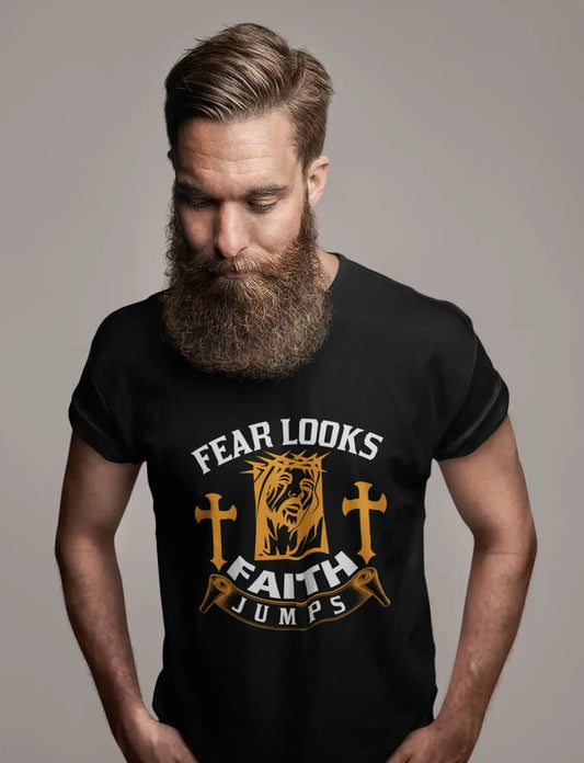 ULTRABASIC Herren T-Shirt Fear Looks Faith Jumps – christliches religiöses Shirt