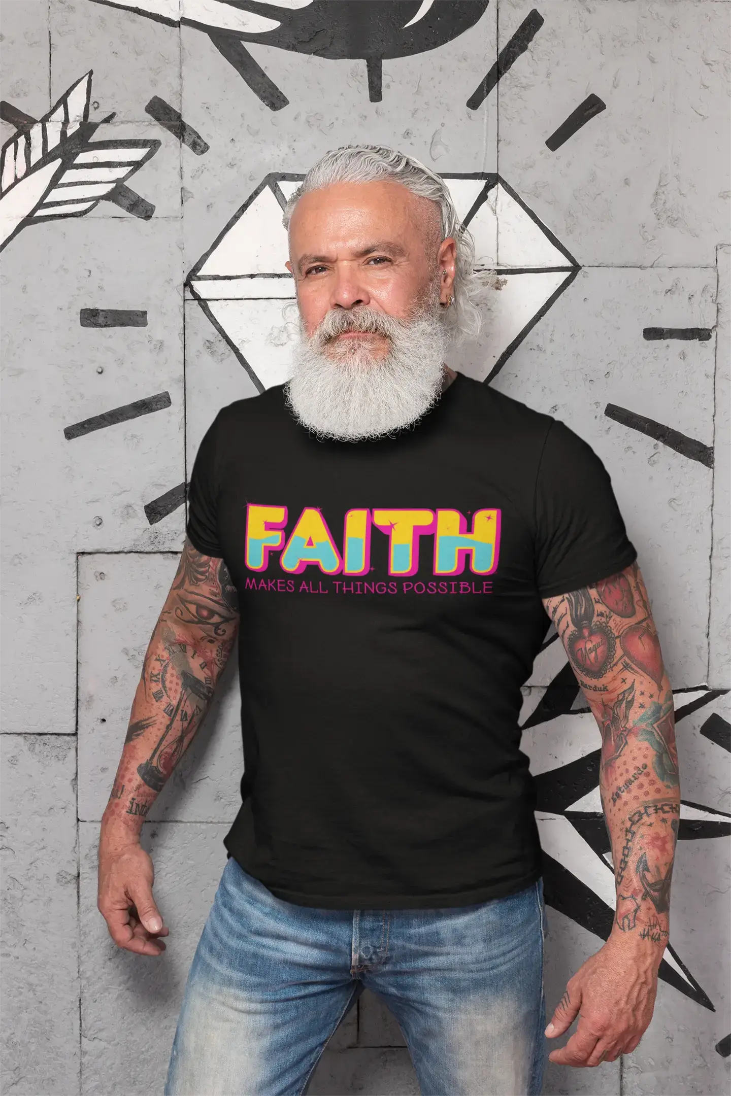 ULTRABASIC Herren-T-Shirt „Glaube macht alles möglich“ mit religiösem Motiv