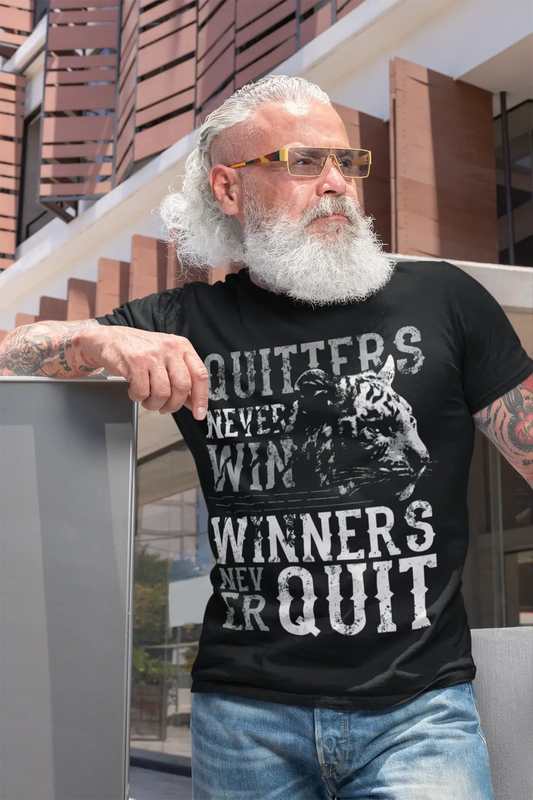 ULTRABASIC Herren T-Shirt Quitters Never Win Winners Never Quit - Tiger Face