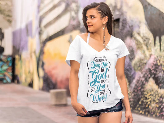 ULTRABASIC Damen-Grafik-T-Shirt: Übergib dein Leben Gott – religiöses T-Shirt