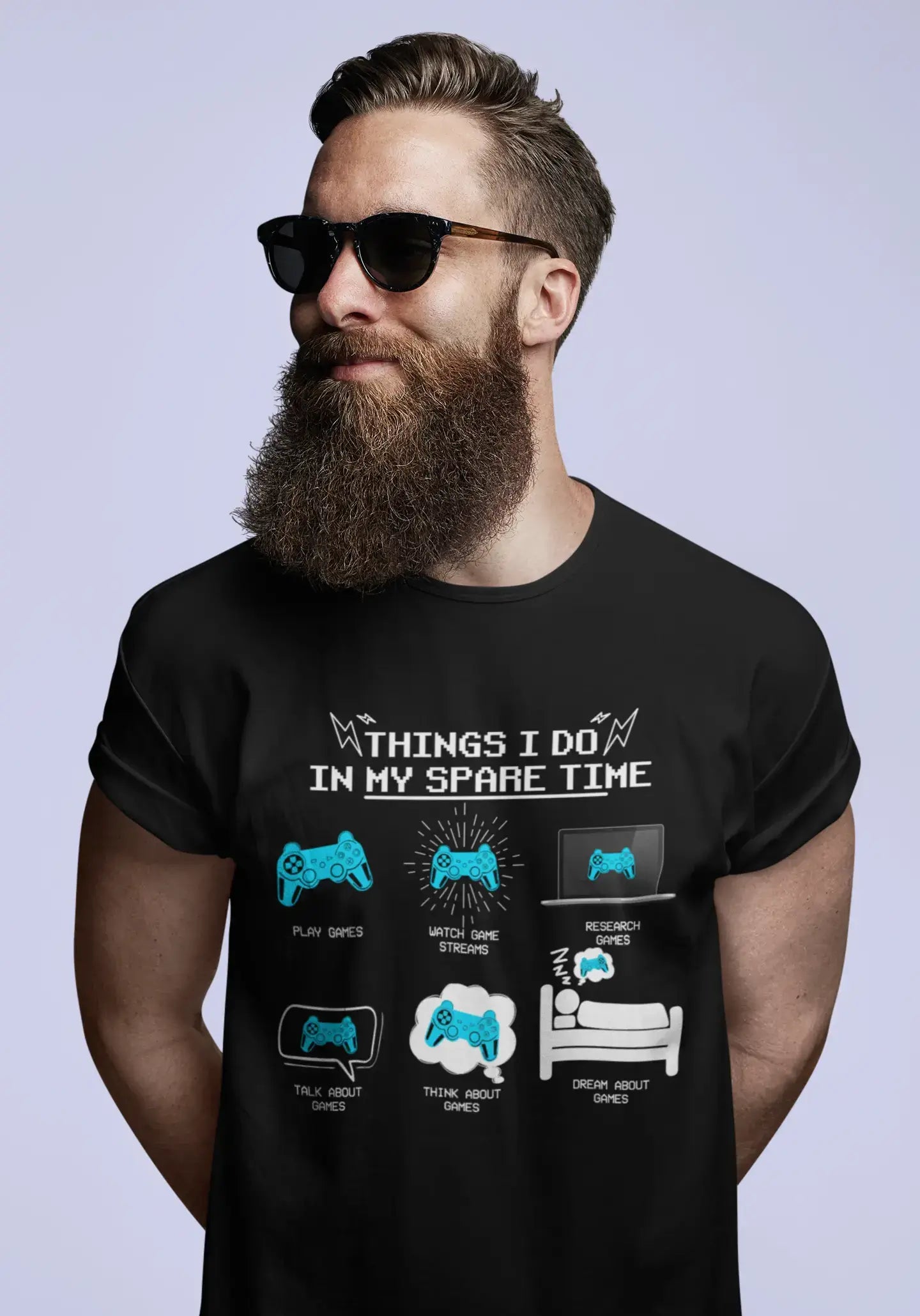 ULTRABASIC Herren-Gaming-T-Shirt Things I Do In My Spare Time – Shirt für Gamer