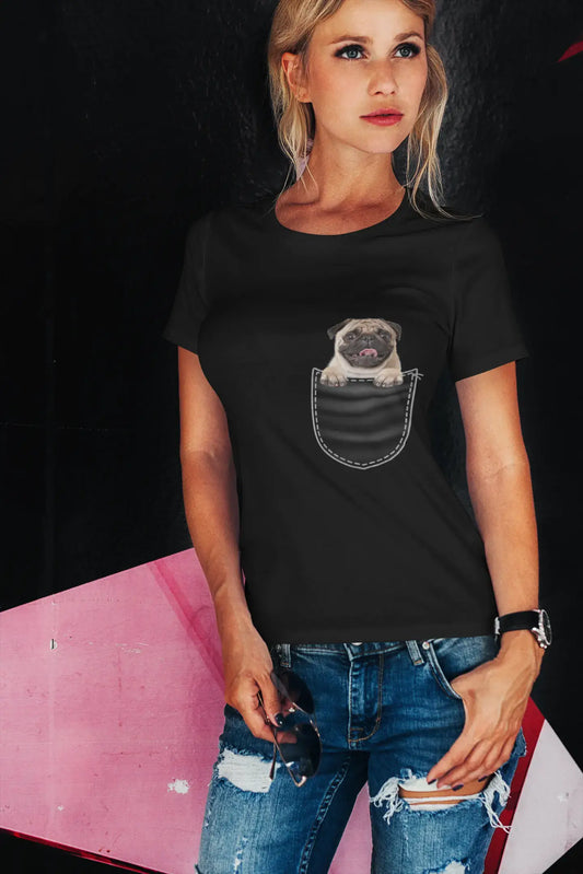 ULTRABASIC Grafik-Damen-T-Shirt Mops – süßer Hund in der Tasche – Vintage-Shirt