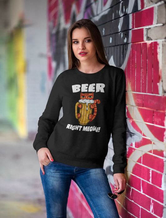 ULTRABASIC Damen Sweatshirt Beer Right Meow – Kätzchen Lustiger Katzenpullover