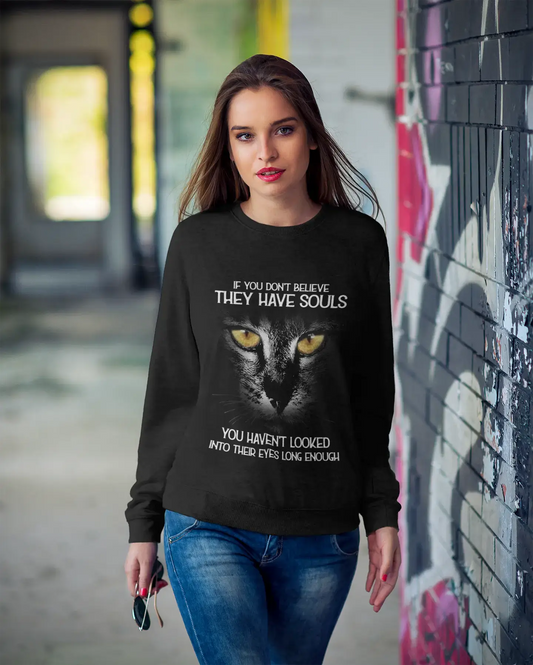 ULTRABASIC Damen-Sweatshirt They Have Souls – Süße Katze Sully – Katzenaugen