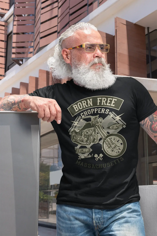 ULTRABASIC Herren T-Shirt Born Free Choppers – Massachusetts Motorrad Vintage Shirt