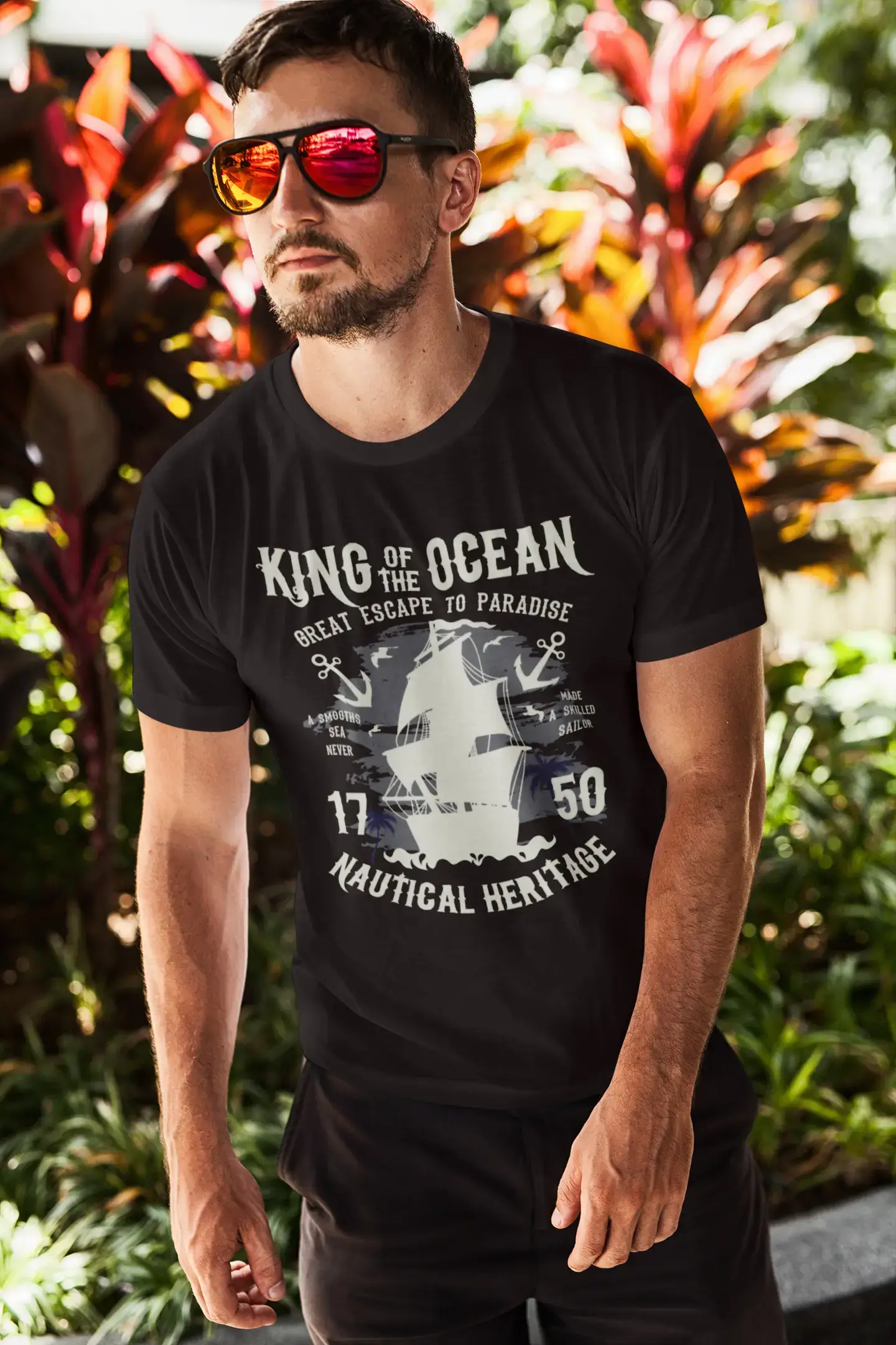 ULTRABASIC Herren T-Shirt King of the Ocean – 1750 Nautical Heritage – Seemanns-T-Shirt