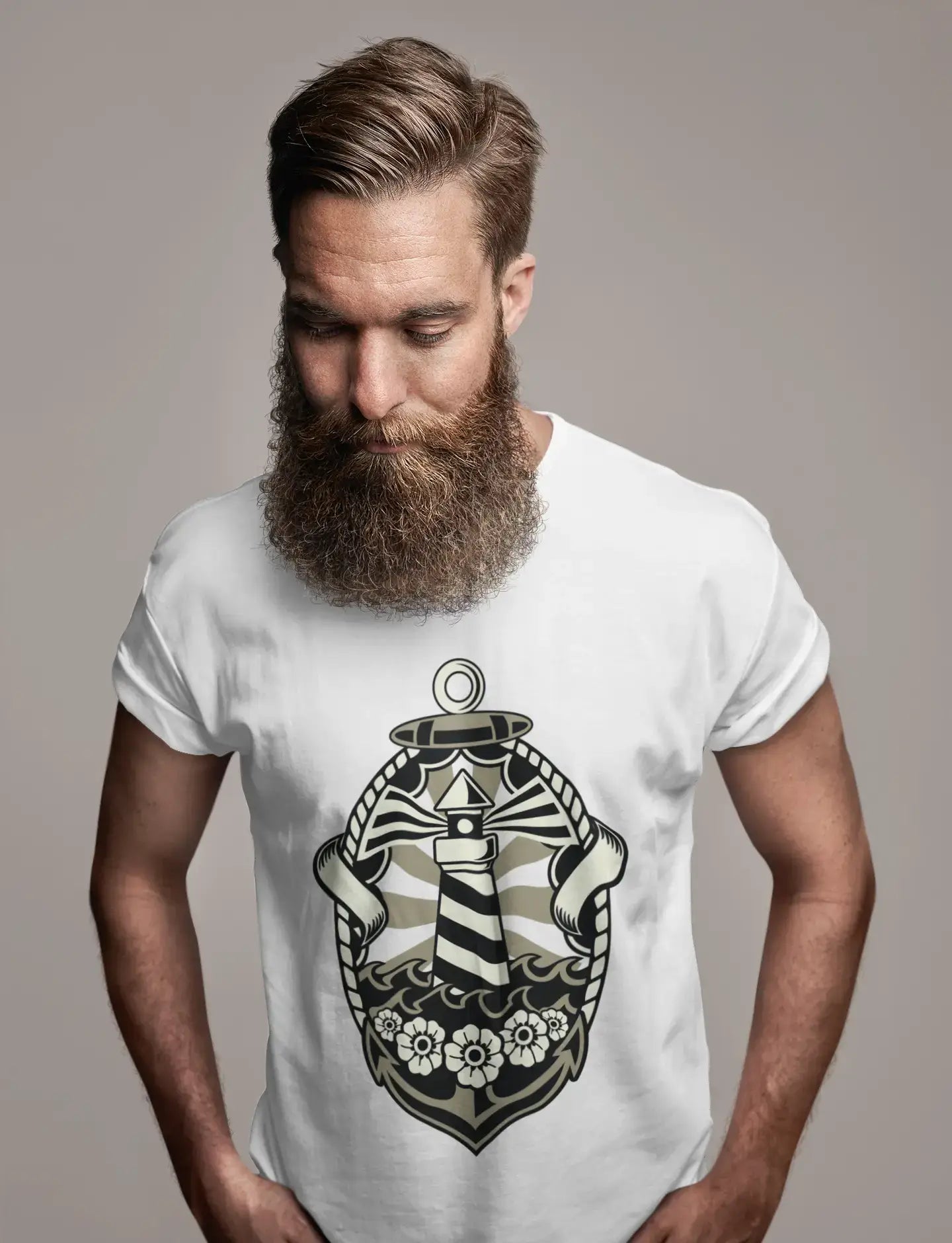 ULTRABASIC Herren-Grafik-T-Shirt Lighthouse – klassisches Vintage-T-Shirt