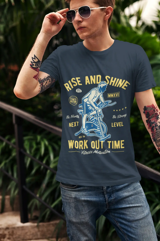 ULTRABASIC Herren-Grafik-T-Shirt „Rise And Shine Work Out Time“ – Vintage-Shirt