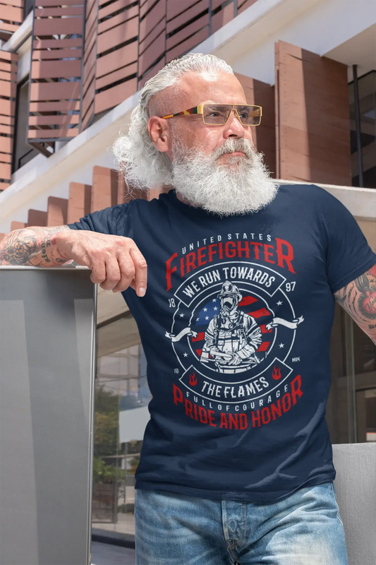 ULTRABASIC Herren T-Shirt US Firefighter – We Run Towards The Flames 1897 – Amerikanische Flagge