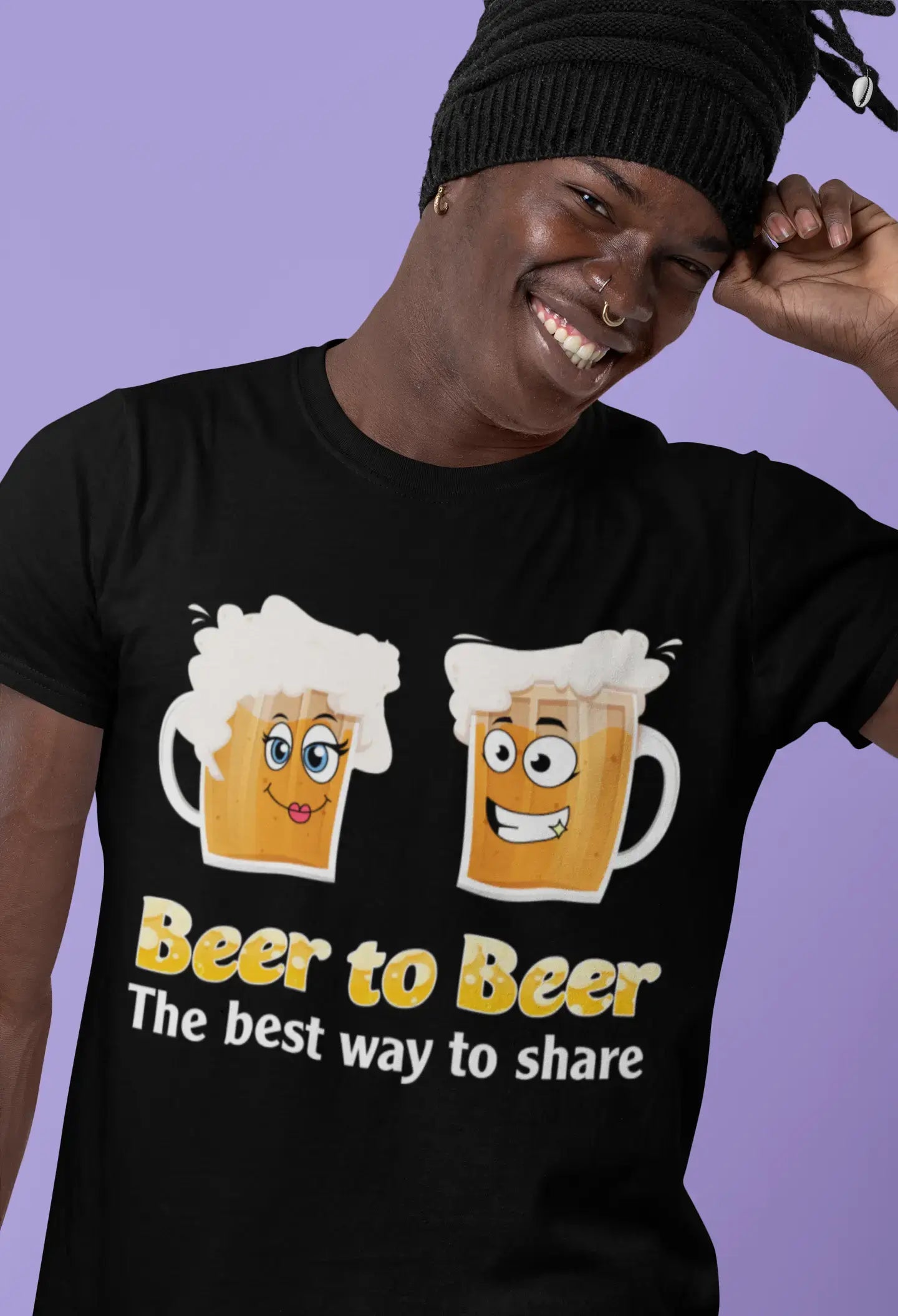 ULTRABASIC Herren-T-Shirt „Beer to Beer Best Way to Share“ – lustiges T-Shirt für Alkoholliebhaber