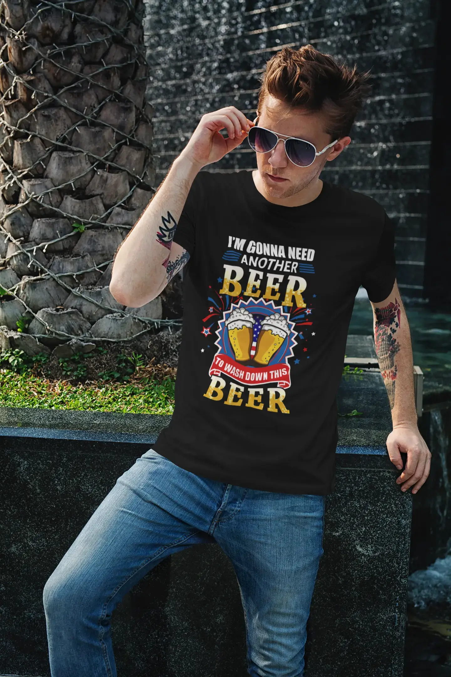 ULTRABASIC Herren-T-Shirt „I'm Gonna Need Another Beer to Wash Down This Beer“ – lustiges Spruch-T-Shirt für Alkoholliebhaber