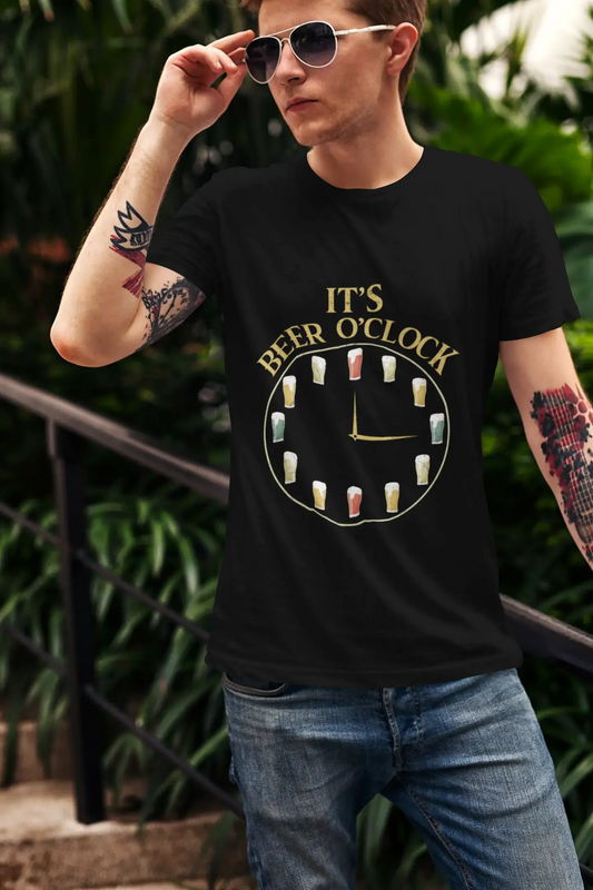 ULTRABASIC Herren-Neuheits-T-Shirt „It's Beer O'Clock“ – lustiges Trinkliebhaber-Slogan-T-Shirt