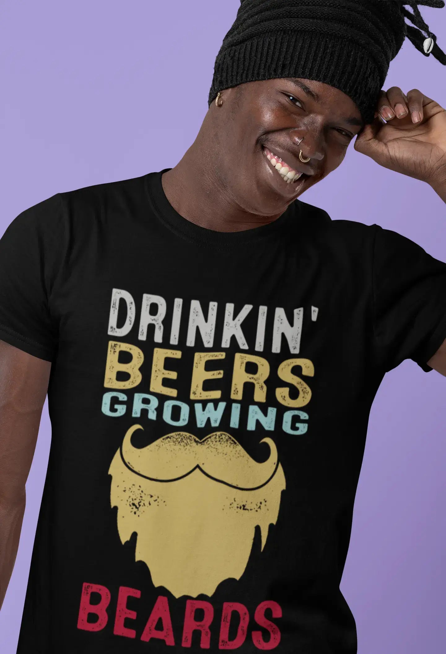 ULTRABASIC Herren-Neuheits-T-Shirt Drinkin' Beers Growing Beards – Lustiges Bierliebhaber-T-Shirt