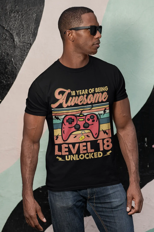 ULTRABASIC Men's T-Shirt 18 Years Of Being Awesome - Level 18 Unlocked - Birthday Tee Shirt