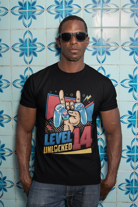 ULTRABASIC Men's Gaming T-Shirt Level 14 Unlocked - Gamer Funny Tee Shirt - 14th Birthday Gift