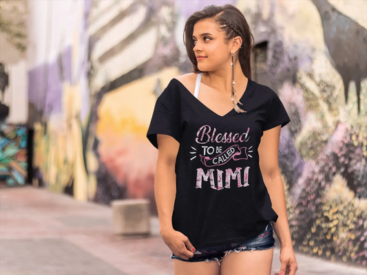 ULTRABASIC Damen-T-Shirt mit V-Ausschnitt „Blessed to be Called Mimi – Nana Gram Granny Grandmother“-T-Shirt