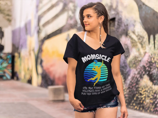 ULTRABASIC Damen-T-Shirt mit V-Ausschnitt Momsicle – Lustiges Volleyball-Zitat – Love Sports