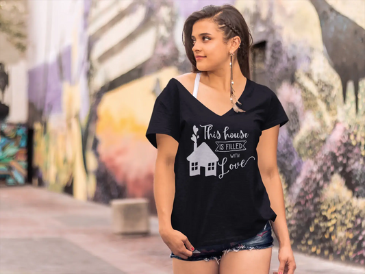 ULTRABASIC Damen-T-Shirt „This House is Filled With Love“ – Kurzarm-T-Shirt-Oberteile