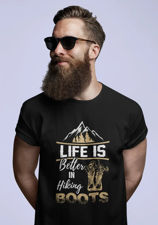 ULTRABASIC Men's T-Shirt Life is Better in Hiking Boots - Mountain Hiker Tee Shirt