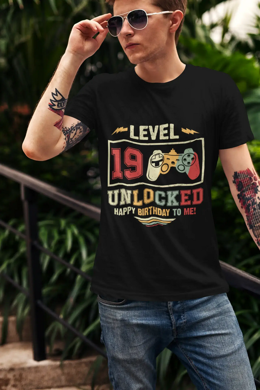 ULTRABASIC Herren-Gaming-T-Shirt Level 19 freigeschaltet – Gamer-T-Shirt zum 19. Geburtstag