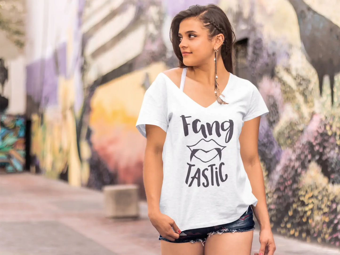 ULTRABASIC Damen T-Shirt Fang Tastic – Fantastische Kurzarm-T-Shirt-Oberteile