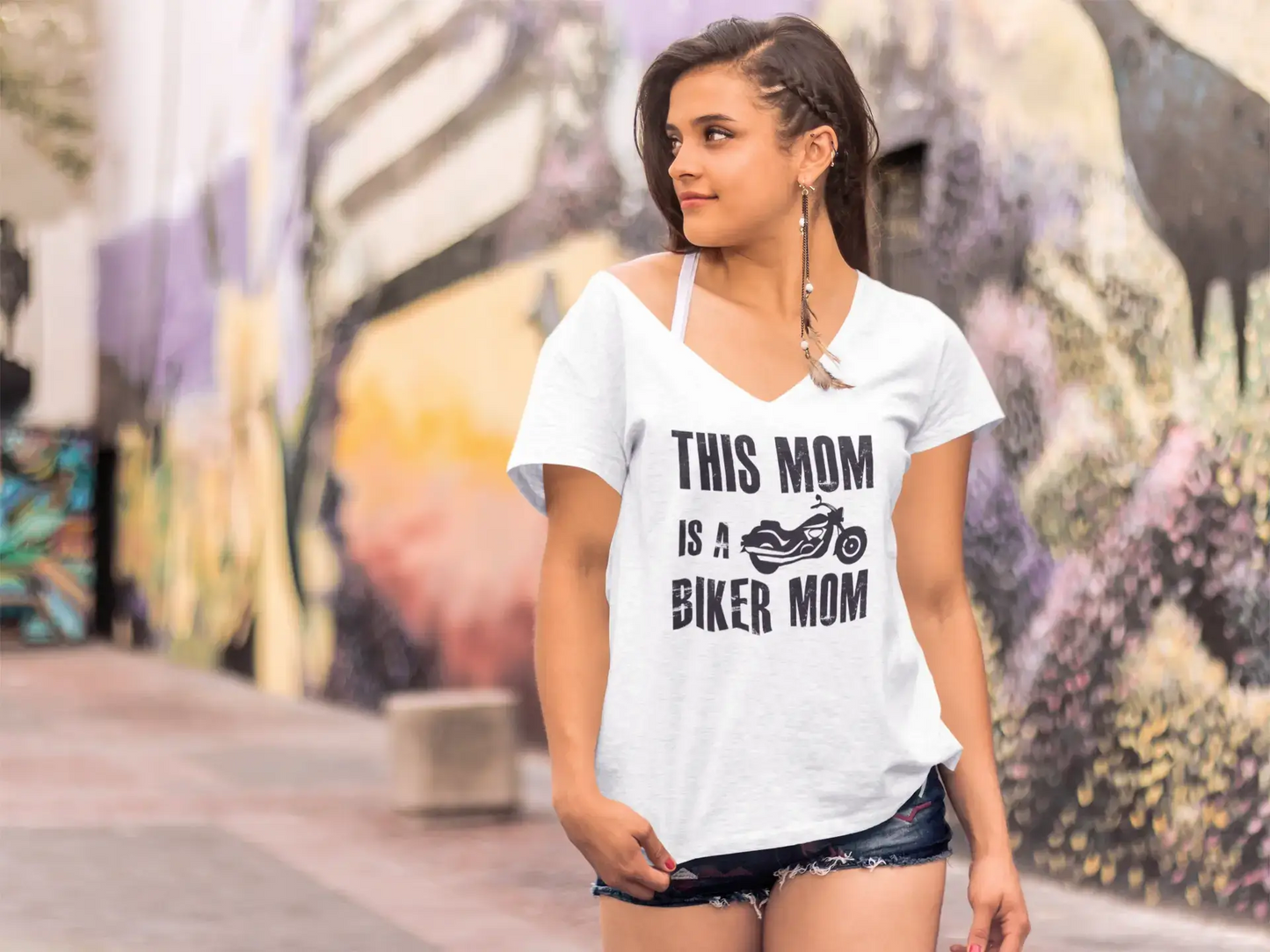 ULTRABASIC Damen-T-Shirt „This Mom is a Biker Mom“ – kurzärmeliges T-Shirt