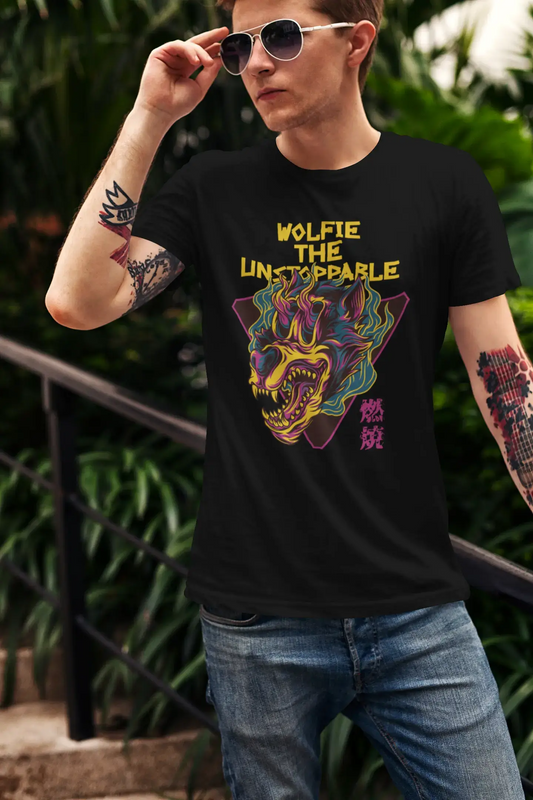 ULTRABASIC Men's Novelty T-Shirt Wolfie The Unstoppable - Scary Animal Short Sleeve Tee Shirt