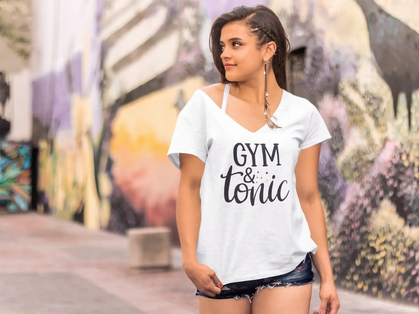 ULTRABASIC Women's Novelty T-Shirt Gym and Tonic - Funny Vintage Tee Shirt