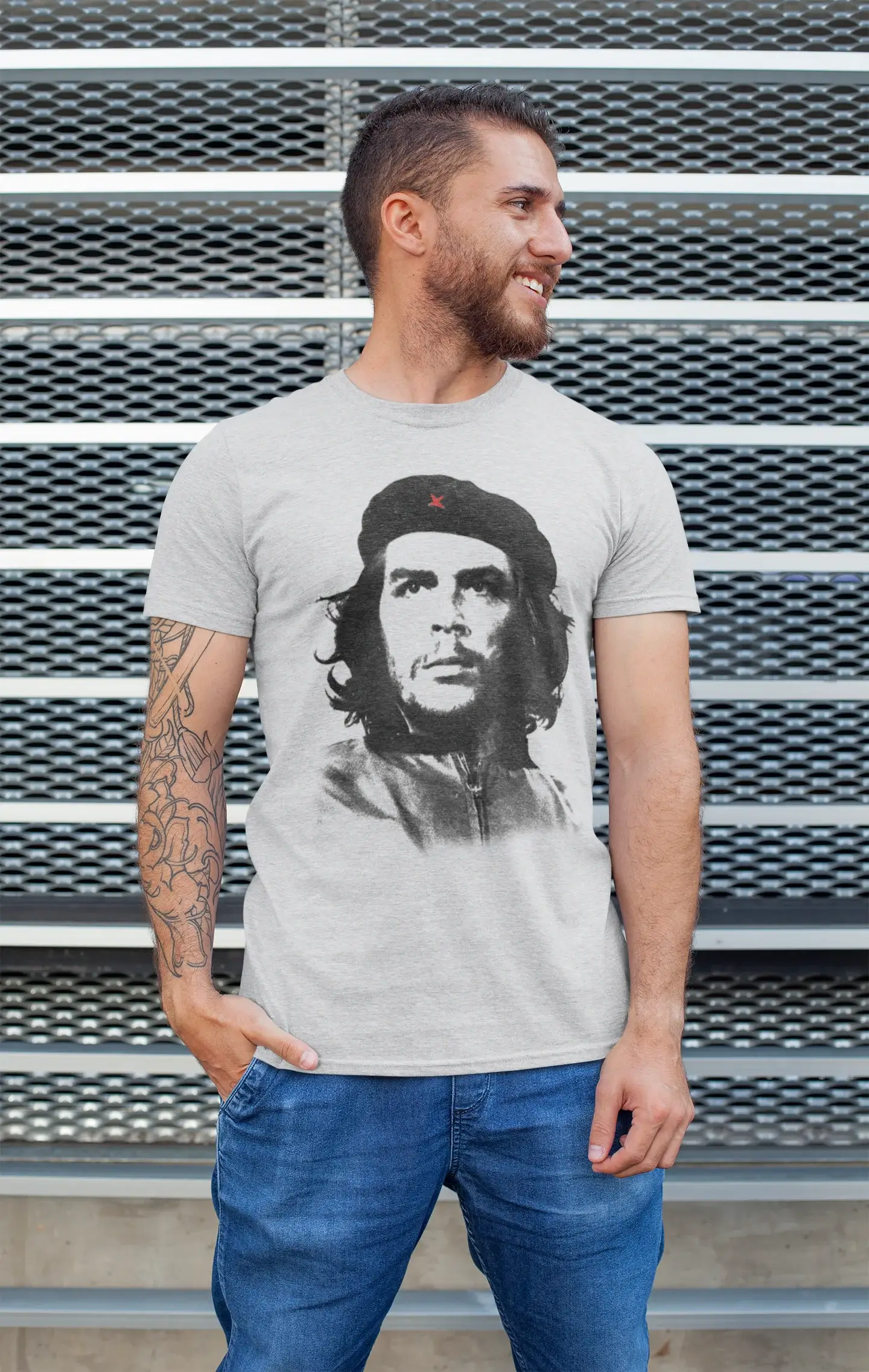 Che Guevara Weiß, Alte Berühmtheiten, Weiß, Herren Kurzarm-Rundhals-T-Shirt, Geschenk-T-Shirt 00313