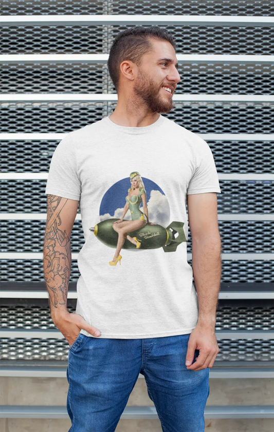 Army Pin-Up Fly Blonde Bombshell, weißes Herren-T-Shirt, 100 % Baumwolle 00211