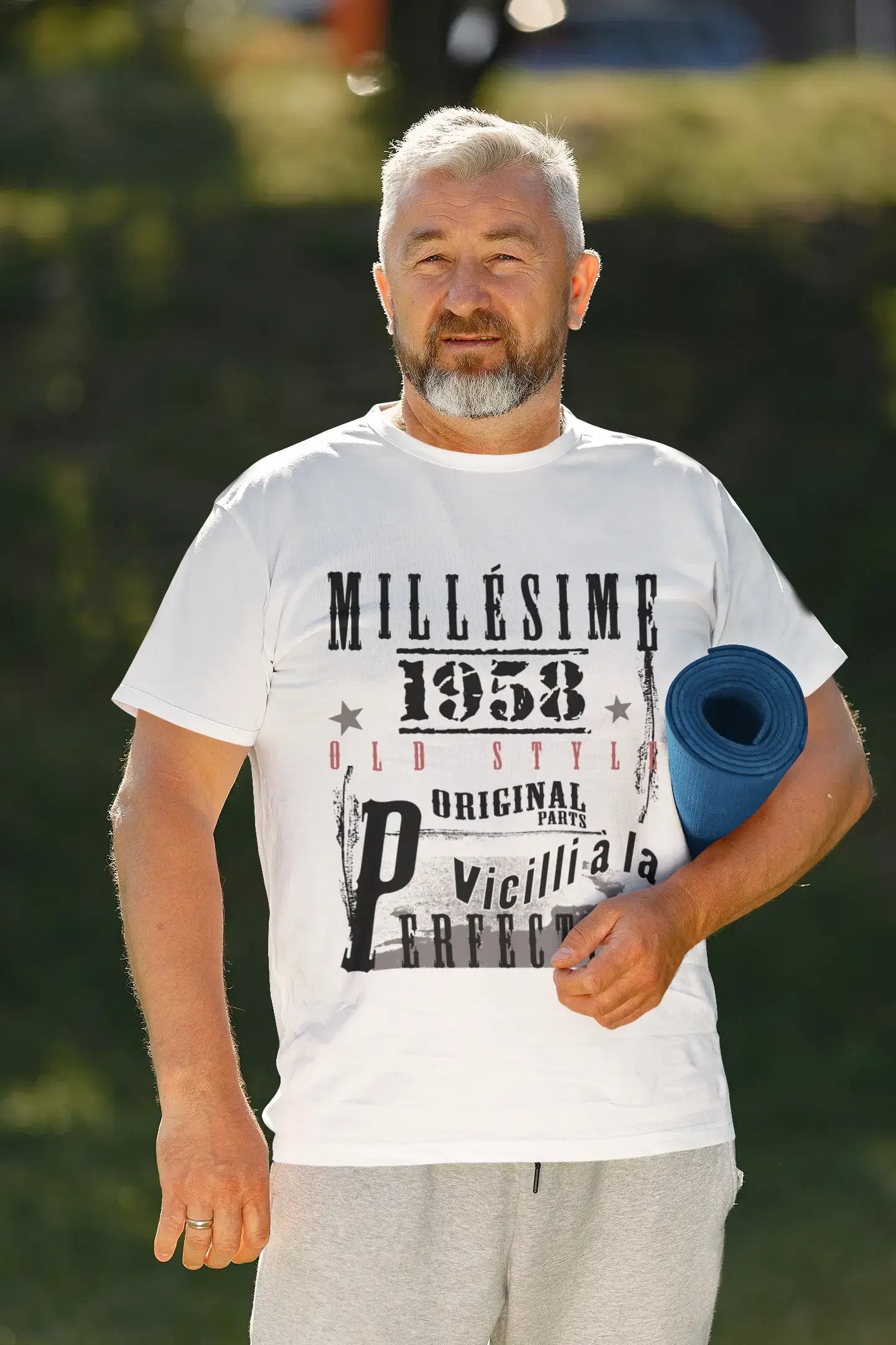 1958,Cadeaux,Anniversaire,Manches Courtes,Blanc,Homme T-Shirt