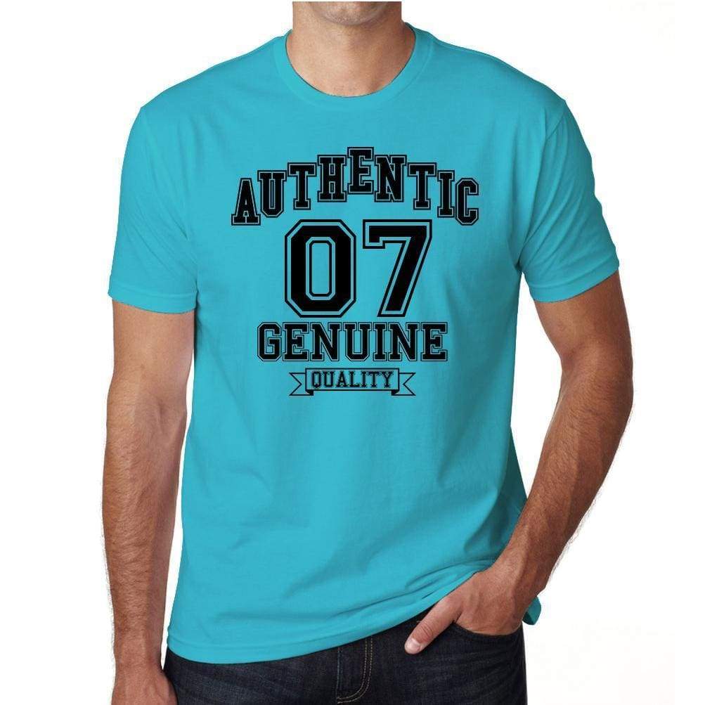 07, Authentic Genuine, Blue, Men's Short Sleeve Round Neck T-shirt 00120 - ultrabasic-com