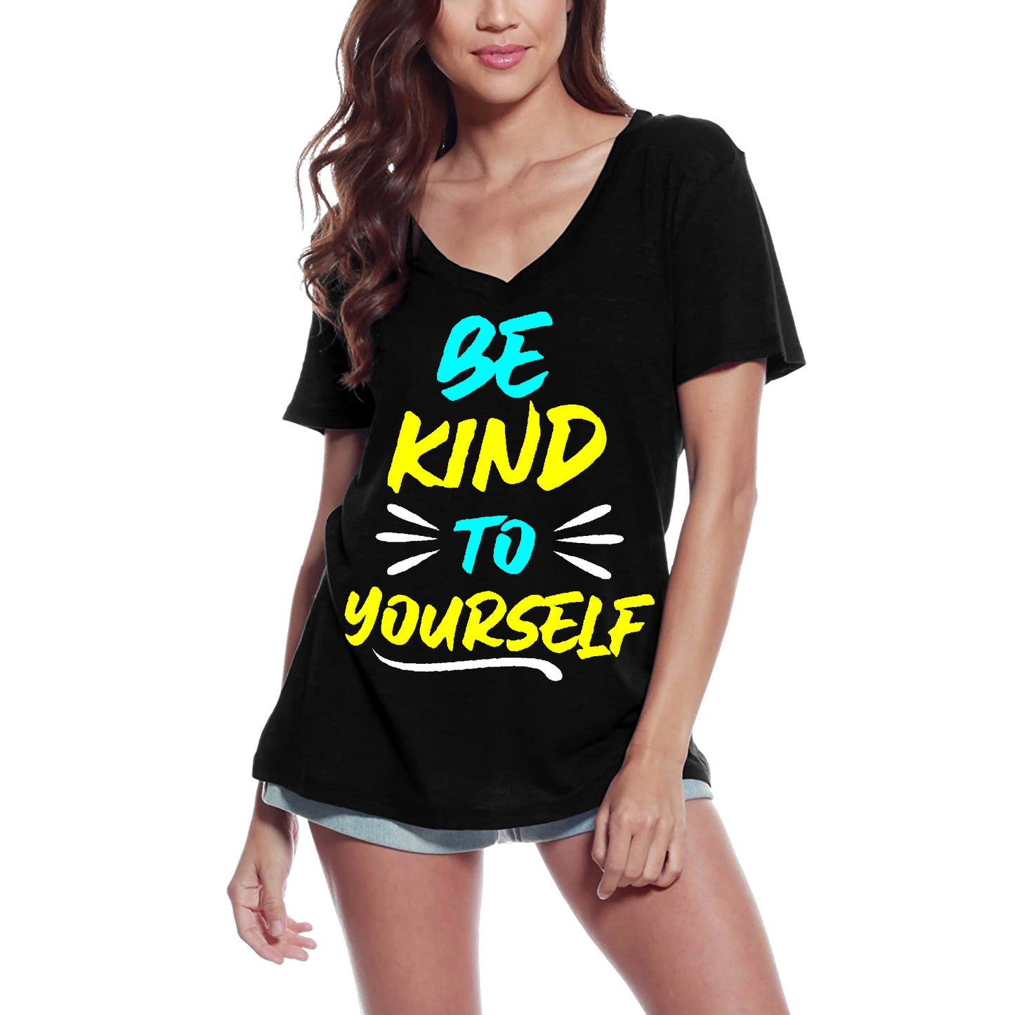 ULTRABASIC Damen-Grafik-T-Shirt „Be Kind to Yourself“ – Motivationsshirt