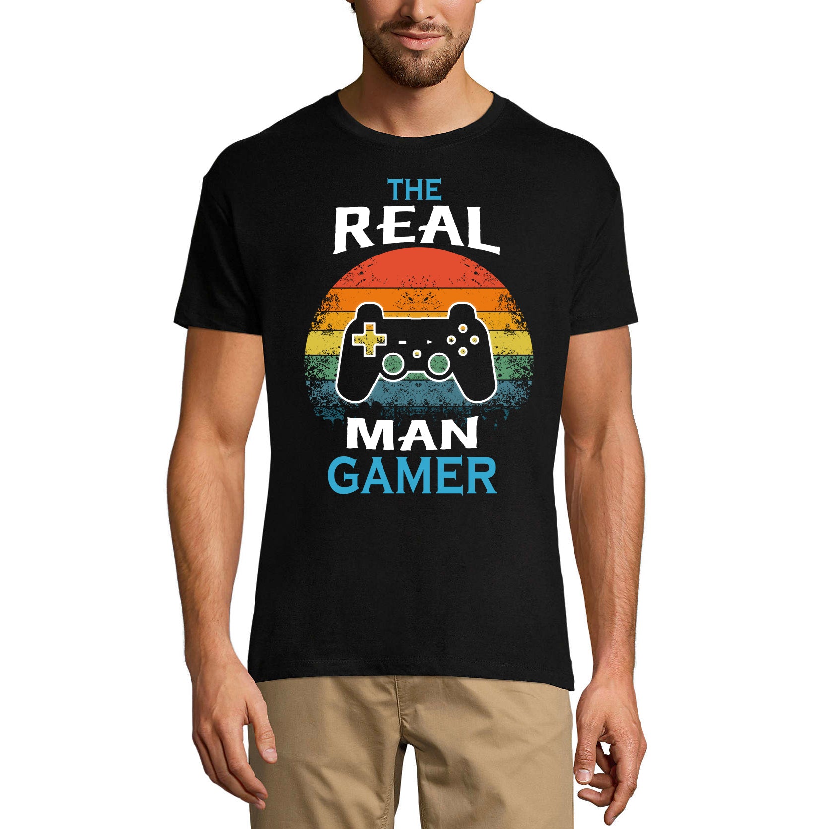 ULTRABASIC Men's T-Shirt Real Men Gamer - Gaming Shirt For Men - Graphic Apparel real men gamer paused my game alien player ufo playstation tee shirt clothes gaming apparel gifts super mario nintendo call of duty bros graphic tshirt men video game funny geek gift for the gamer fortnite pubg humor son father dad birthday vintage