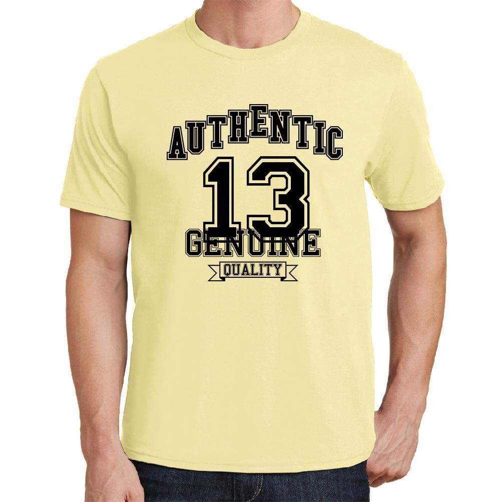 13, Authentic Genuine, Yellow, Men's Short Sleeve Round Neck T-shirt 00119 - ultrabasic-com